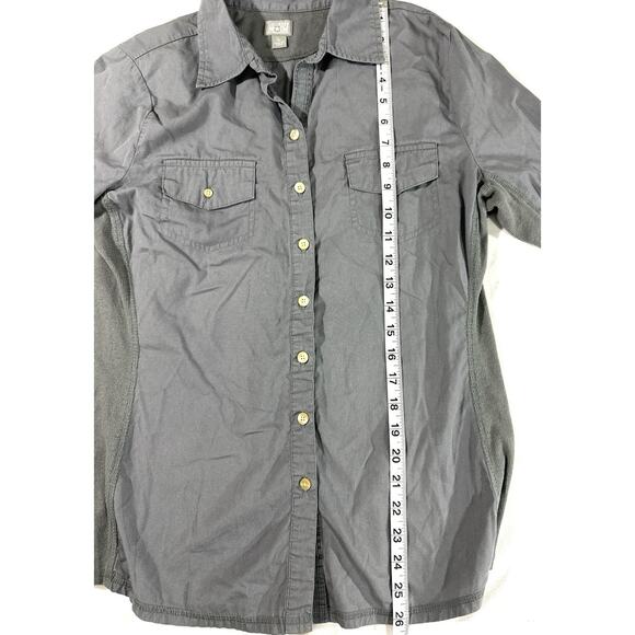 Converse One Star Women’s Button Up Shirt Gray Long Sleeve Stretch Panels Size L - Picture 2 of 8